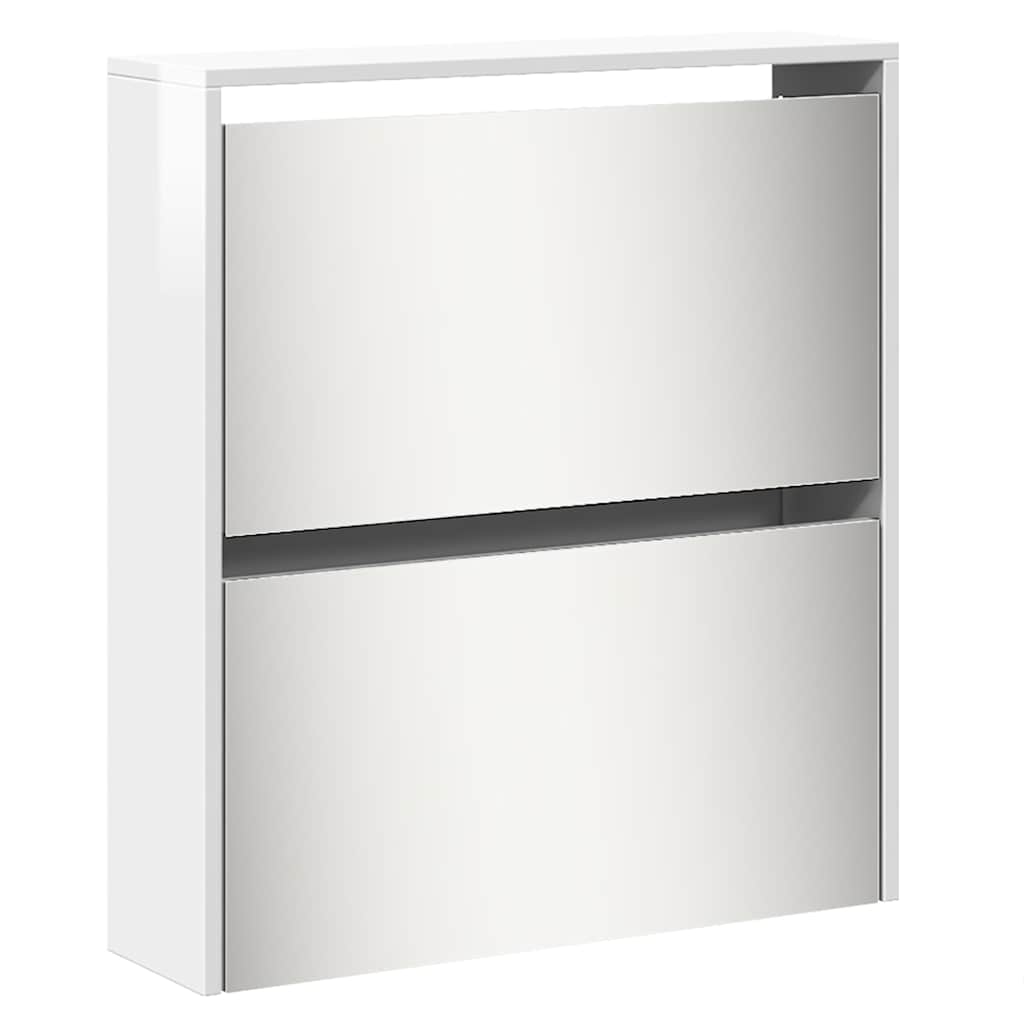 Shoe Cabinet with Mirror 5-Layer High Gloss White 63x17x169.5 cm