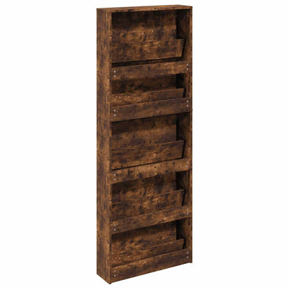 Shoe Cabinet with Mirror 5-Layer Smoked Oak 63x17x169.5 cm