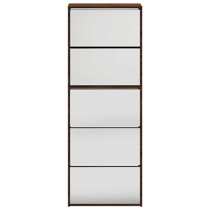 Shoe Cabinet with Mirror 5-Layer Brown Oak 63x17x169.5 cm