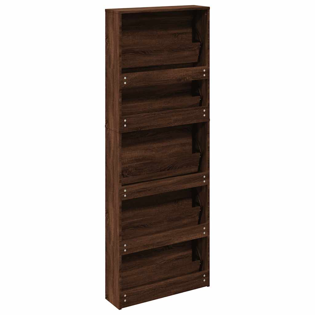 Shoe Cabinet with Mirror 5-Layer Brown Oak 63x17x169.5 cm