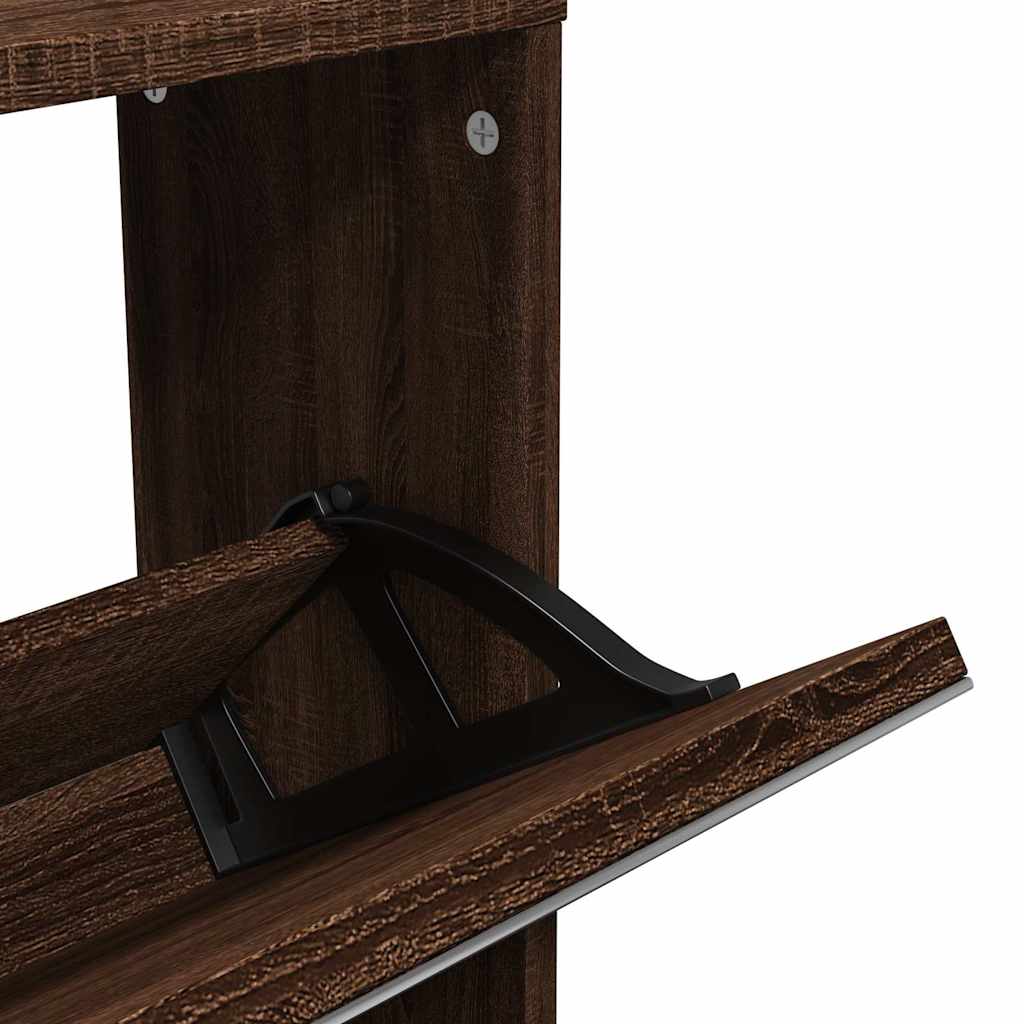 Shoe Cabinet with Mirror 5-Layer Brown Oak 63x17x169.5 cm