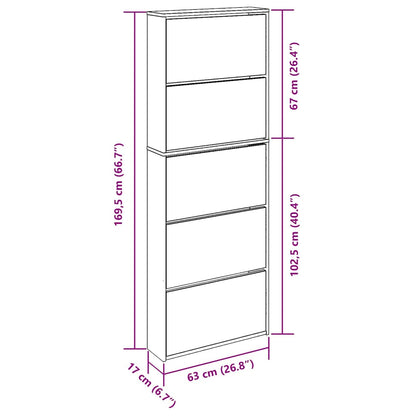 Shoe Cabinet with Mirror 5-Layer Brown Oak 63x17x169.5 cm