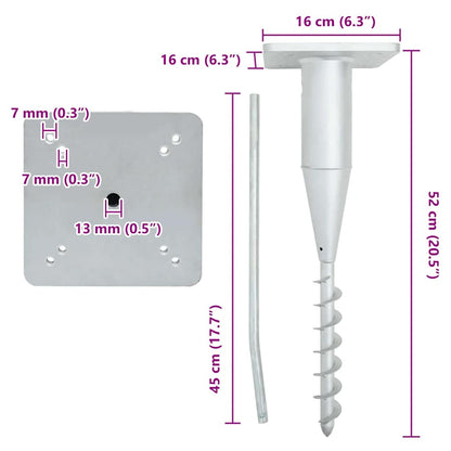 In-Ground Parasol Base with Rod 16x16x52 cm Steel