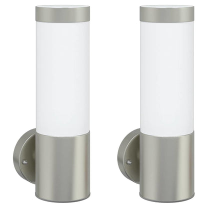 Outdoor Wall Light 2 pcs Silver 12 x 8.5 x 27 cm