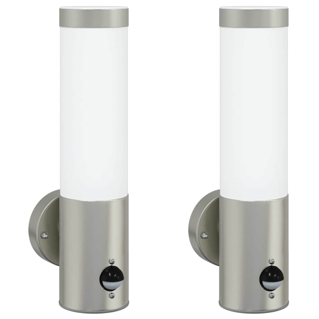 Outdoor Wall Light 2 pcs Silver 12 x 8.5 x 29 cm