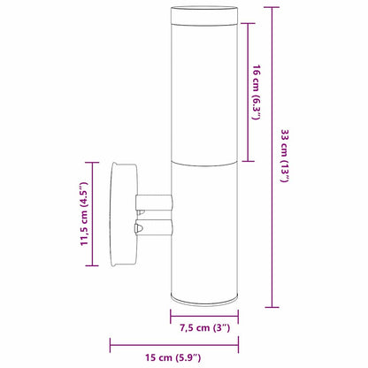 Outdoor Wall Light Silver 15 x 7.5 x 33 cm