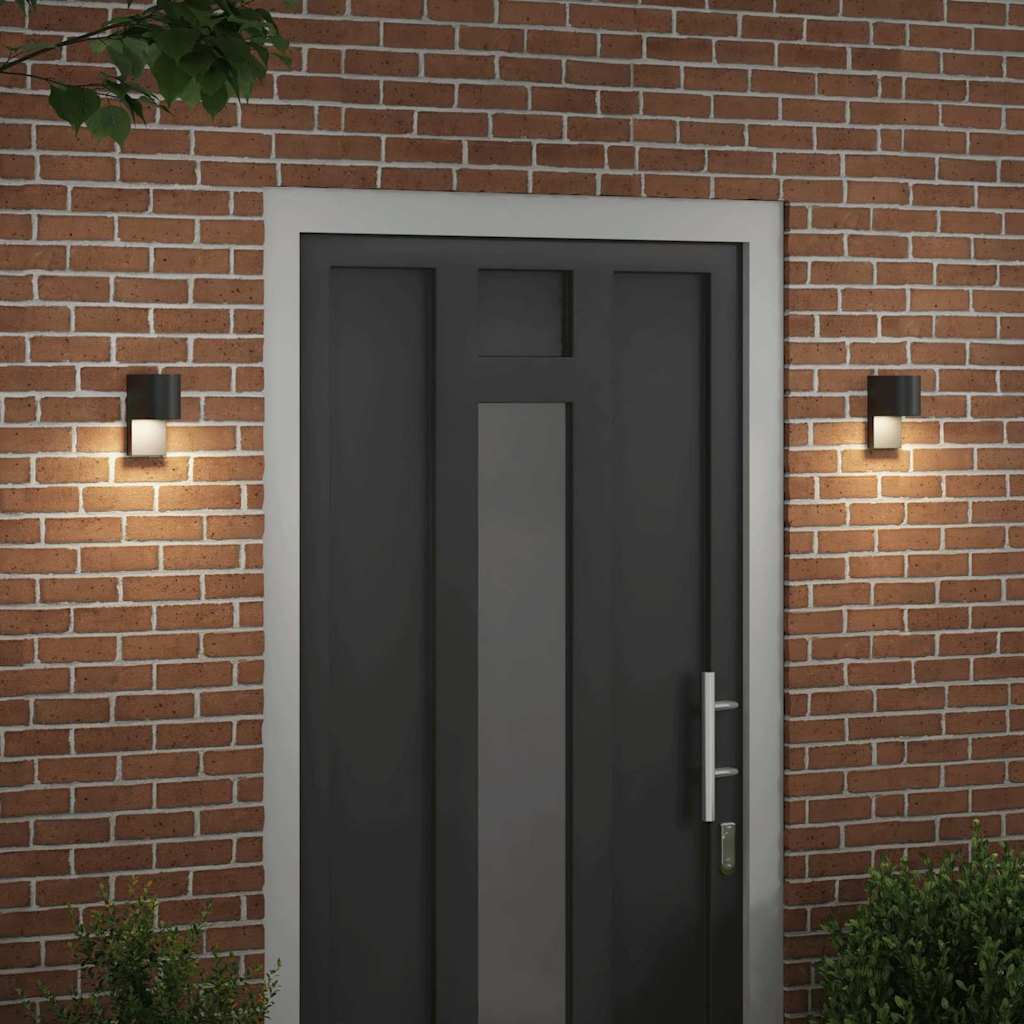 Outdoor Wall Light 2 pcs Black 12 x 7 x 15 cm Stainless Steel