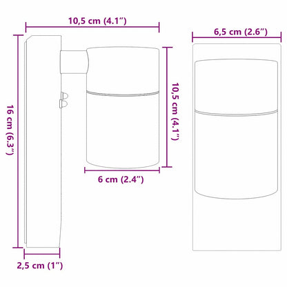 Outdoor Wall Light Black 6.5 x 10.5 x 16 cm