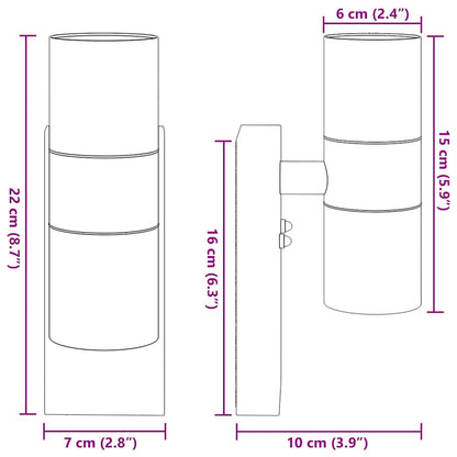Outdoor Wall Light Silver 7 x 10 x 22 cm