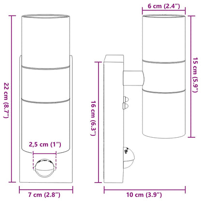 Outdoor Wall Light Silver 7 x 10 x 22 cm