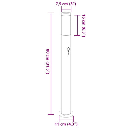 Bollard Lights with Sensor 3pcs 80 cm Stainless Steel IP44