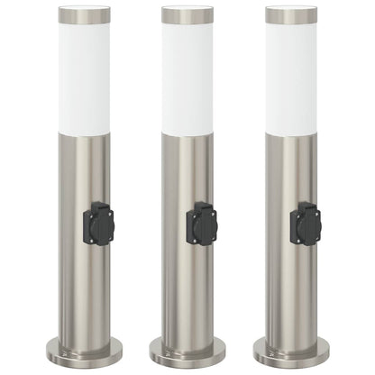 Bollard Lights with Outlet 3pcs 50 cm Stainless Steel IP44