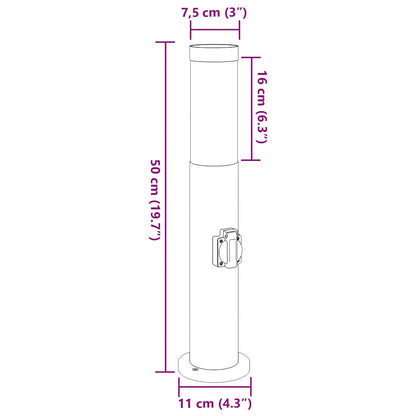 Bollard Lights with Outlet 3pcs 50 cm Stainless Steel IP44