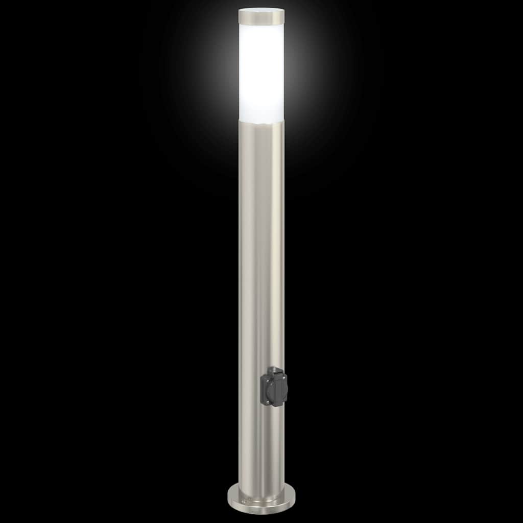 Bollard Light with Outlet 80 cm Stainless Steel IP44