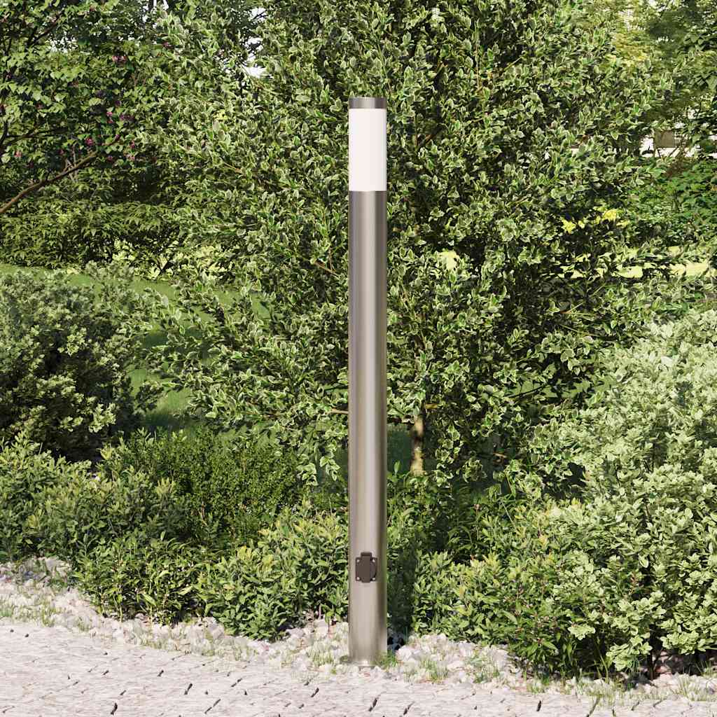 Bollard Light with Outlet 110 cm Stainless Steel IP44