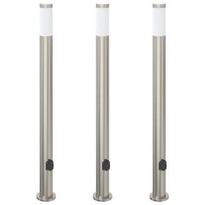 Bollard Lights with Outlet 3pcs 110 cm Stainless Steel IP44