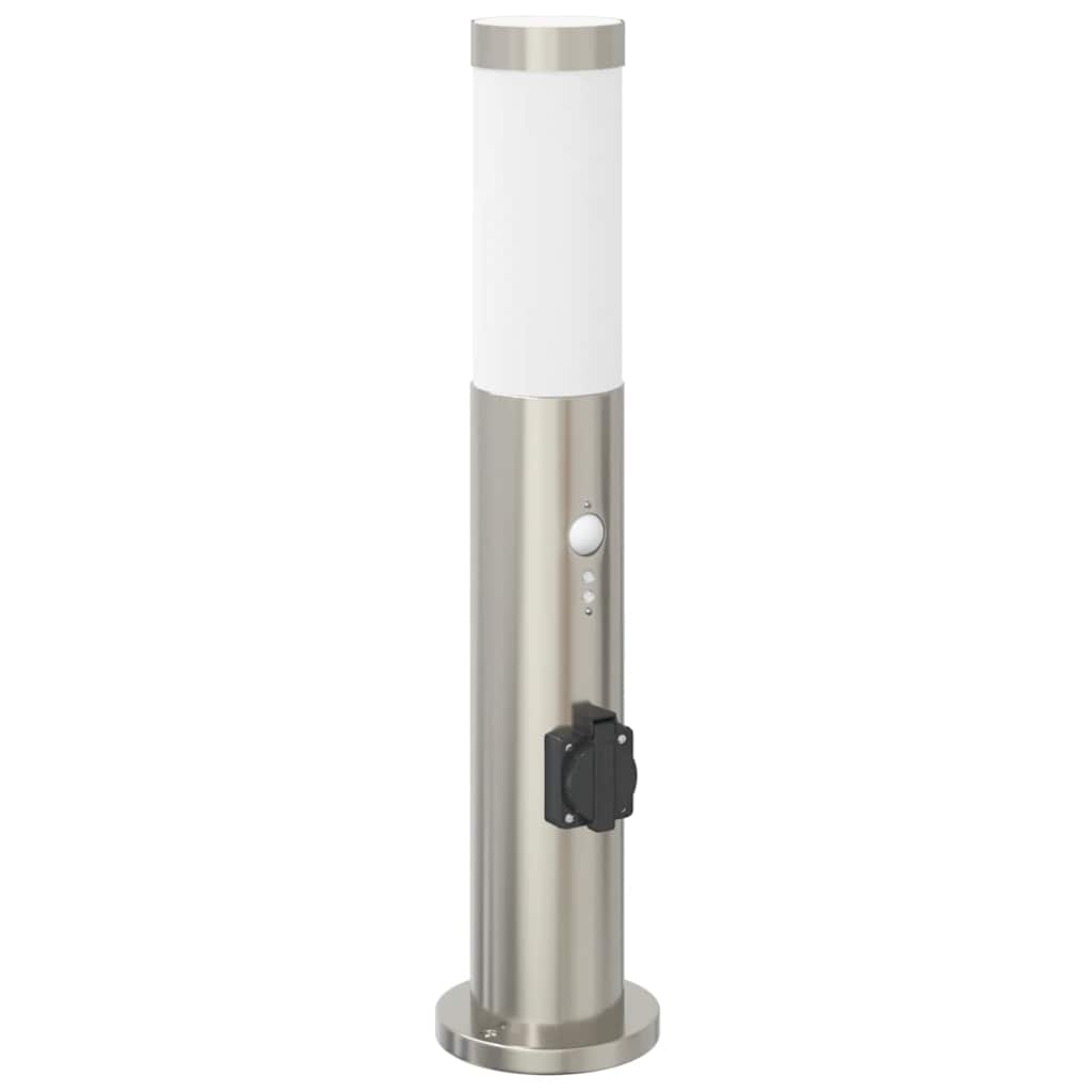 Bollard Light with Sensor&Outlet 50 cm Stainless Steel IP44