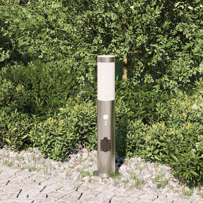 Bollard Light with Sensor&Outlet 50 cm Stainless Steel IP44