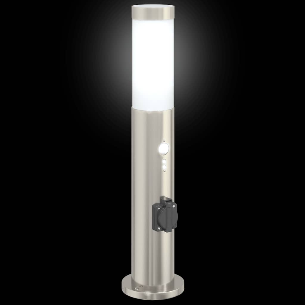 Bollard Light with Sensor&Outlet 50 cm Stainless Steel IP44