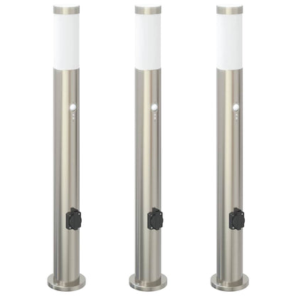 Bollard Lights with Sensor&Outlet 3pcs 80 cm