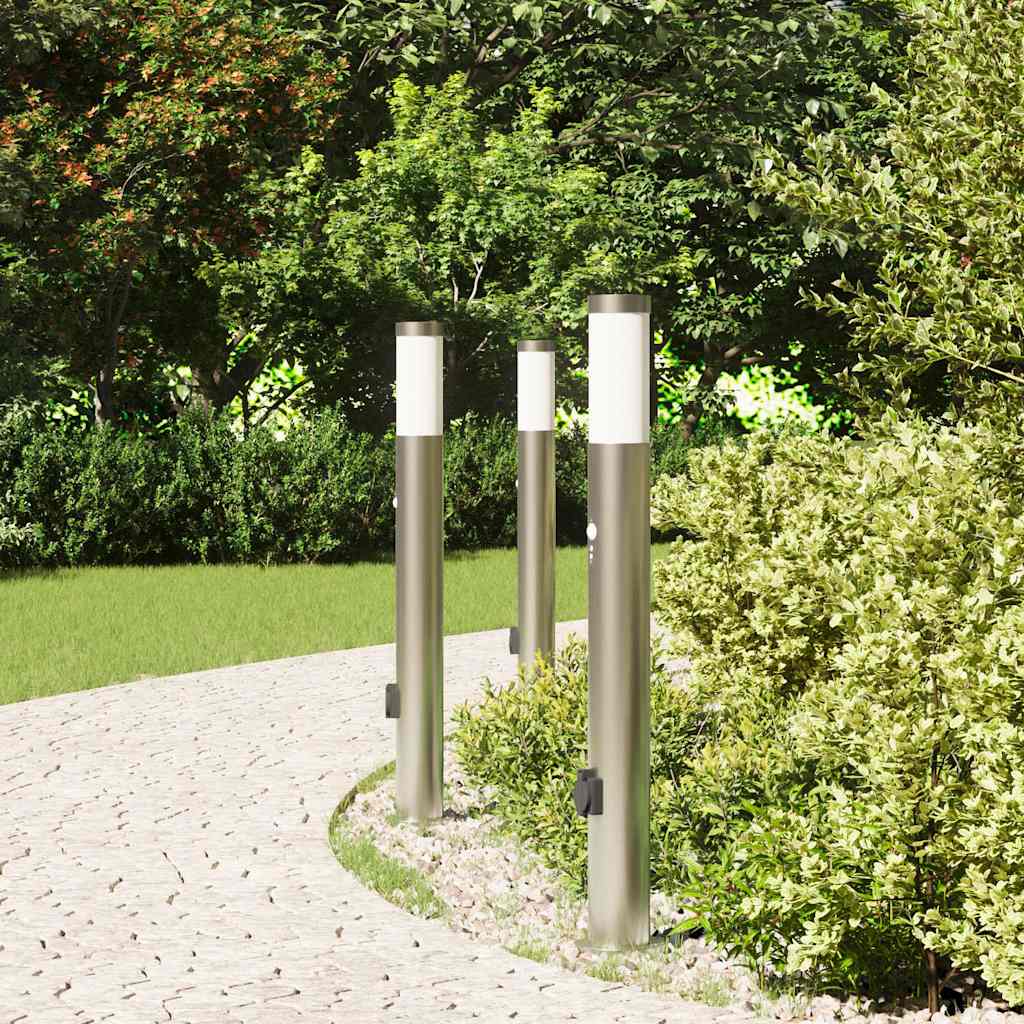 Bollard Lights with Sensor&Outlet 3pcs 80 cm