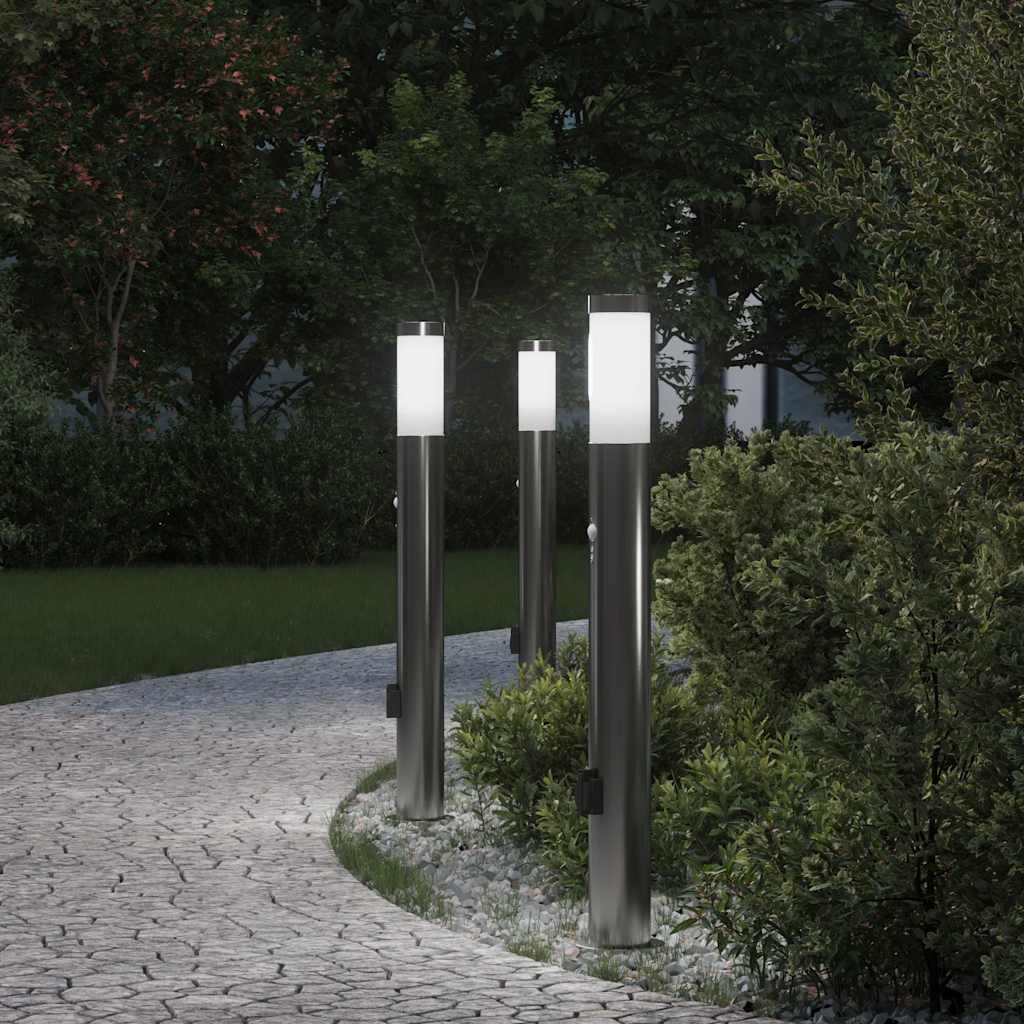 Bollard Lights with Sensor&Outlet 3pcs 80 cm