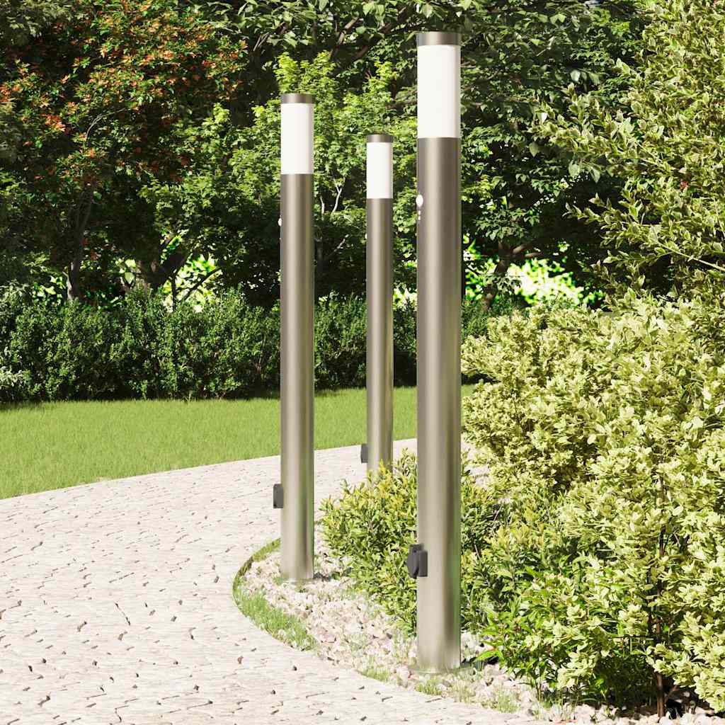 Bollard Lights with Sensor&Outlet 3pcs 110 cm