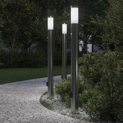 Bollard Lights with Sensor&Outlet 3pcs 110 cm