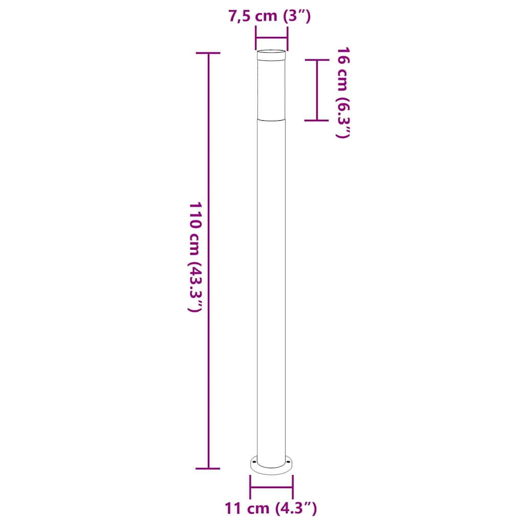 Bollard Light 110 cm Stainless Steel IP44