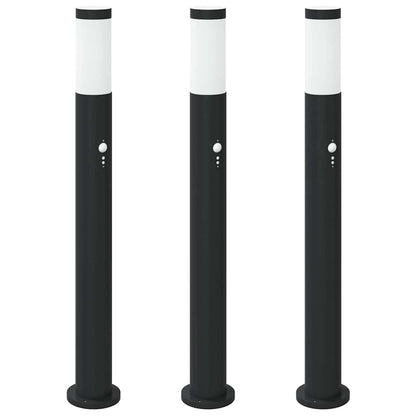 Bollard Lights with Sensor 3pcs 80 cm Stainless Steel IP44