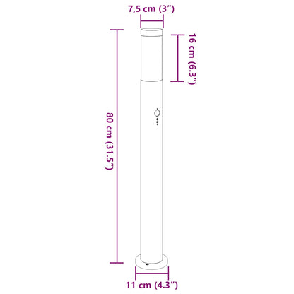 Bollard Lights with Sensor 3pcs 80 cm Stainless Steel IP44