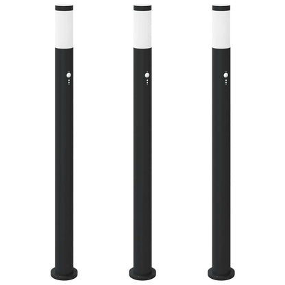 Bollard Lights with Sensor 3pcs 110 cm Stainless Steel IP44