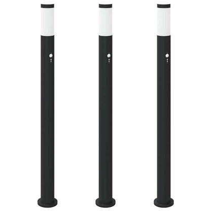 Bollard Lights with Sensor 3pcs 110 cm Stainless Steel IP44