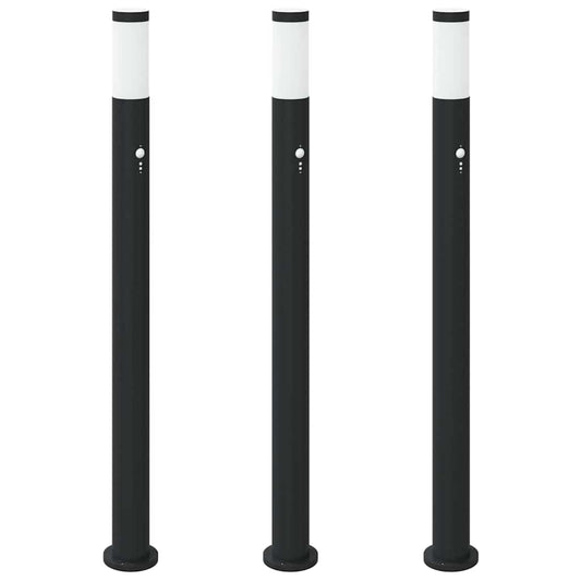 Bollard Lights with Sensor 3pcs 110 cm Stainless Steel IP44