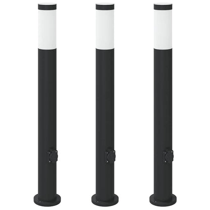 Bollard Lights with Outlet 3pcs 80 cm Stainless Steel IP44