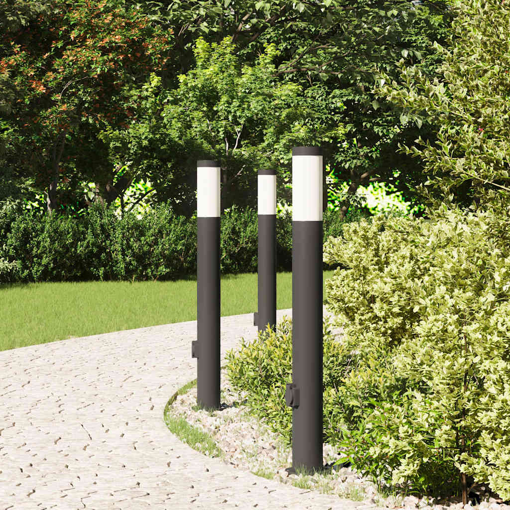 Bollard Lights with Outlet 3pcs 80 cm Stainless Steel IP44