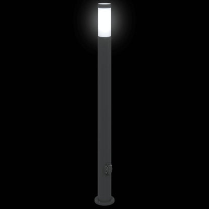 Bollard Light with Outlet 110 cm Stainless Steel IP44