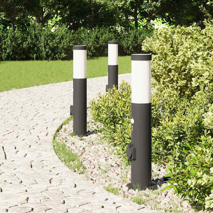 Bollard Lights with Sensor&Outlet 3pcs 50 cm