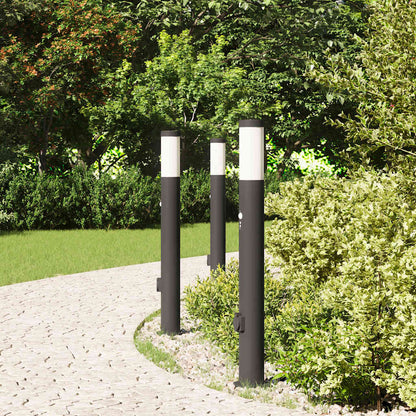 Bollard Lights with Sensor&Outlet 3pcs 80 cm Stainless Steel IP44