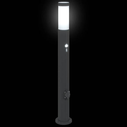 Bollard Lights with Sensor&Outlet 3pcs 80 cm Stainless Steel IP44