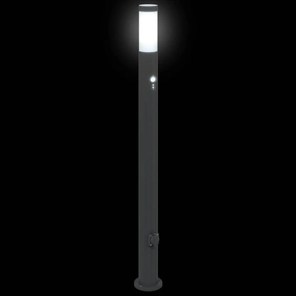 Bollard Lights with Sensor&Outlet 3pcs 110 cm Stainless Steel IP44