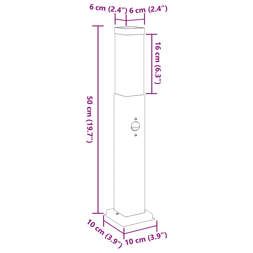 Bollard Lights with Sensor 3 pcs 50 cm Stainless Steel IP44
