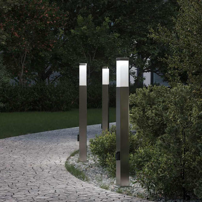 Bollard Lights with Outlet 3 pcs 80 cm Stainless Steel IP44