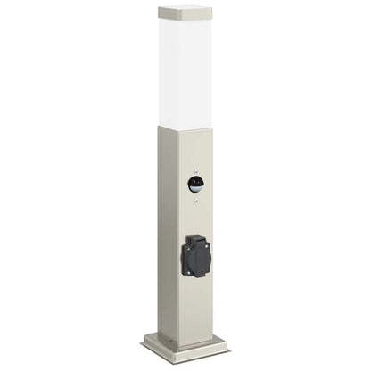 Bollard Lights with Sensor&Outlet 3 pcs 50 cm Stainless Steel IP44