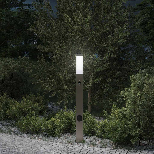 Bollard Light with Sensor&Outlet 80 cm Stainless Steel IP44