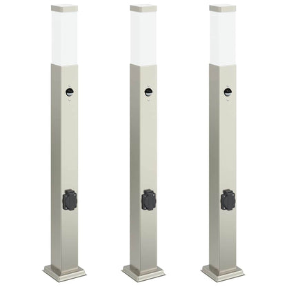 Bollard Lights with Sensor&Outlet 3 pcs 80 cm