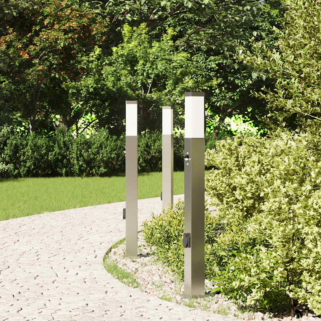 Bollard Lights with Sensor&Outlet 3 pcs 80 cm