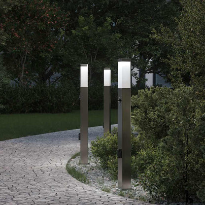 Bollard Lights with Sensor&Outlet 3 pcs 80 cm