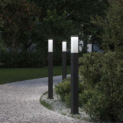 Bollard Lights with Sensor 3 pcs 80 cm Black IP44