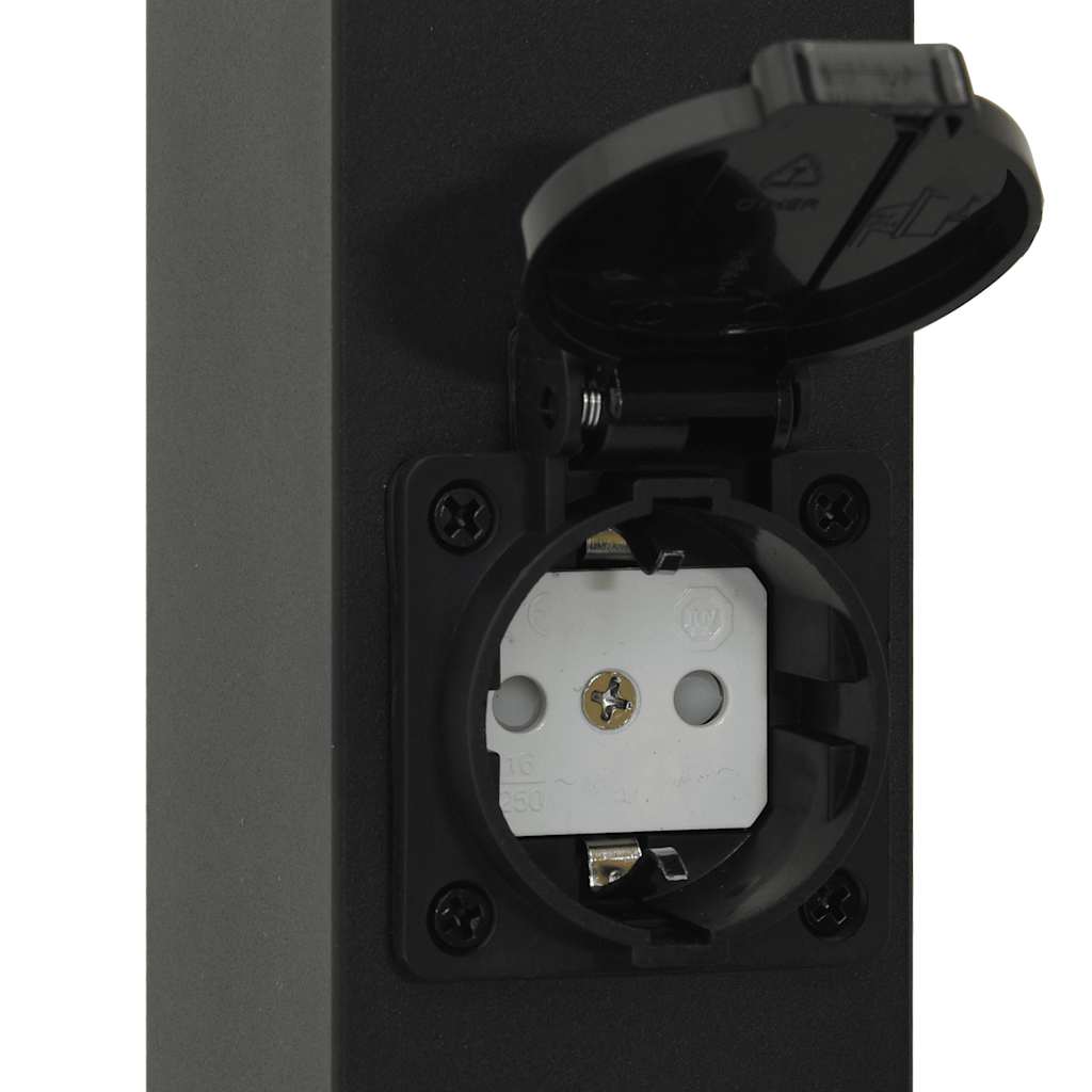 Bollard Lights with Outlet 3 pcs 80 cm Black IP44